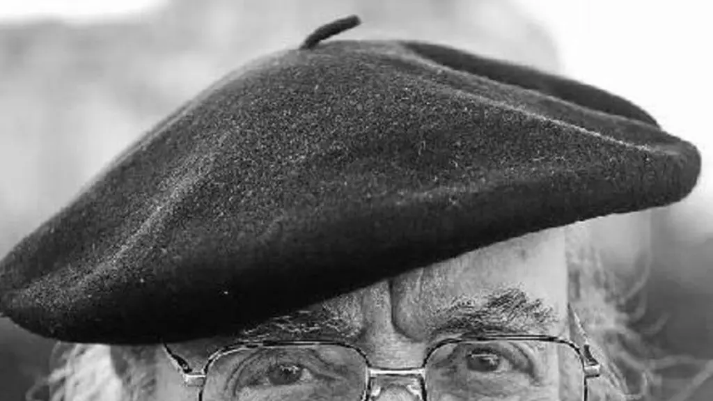 A close-up detail of the stitching and texture of a Beret Navarra, highlighting its craftsmanship