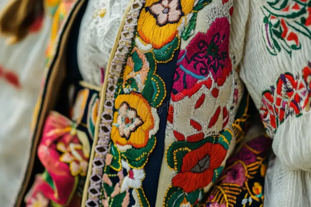 Floral motifs dominate folk costume